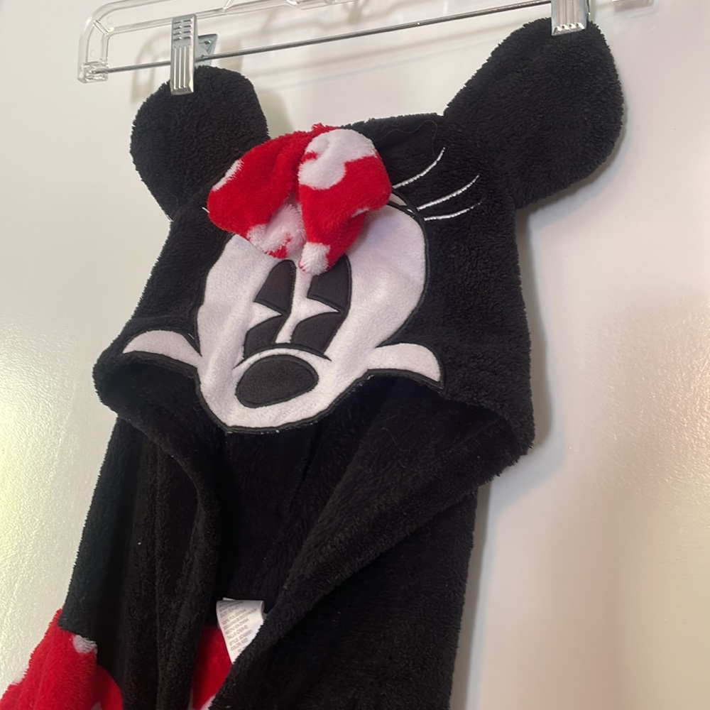 Disney Minnie Mouse Onsie PJs. Hooded with zip front.  Complete with tail!